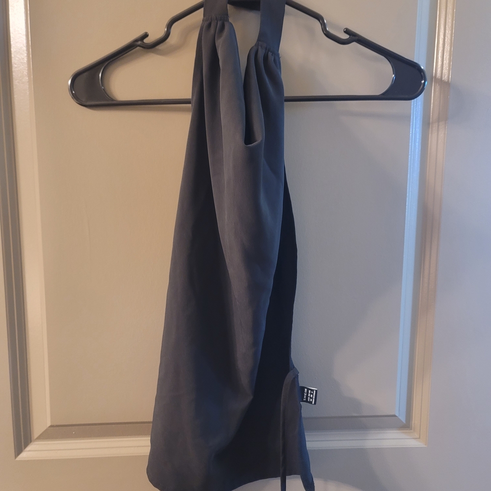 Black Backless Halter Top